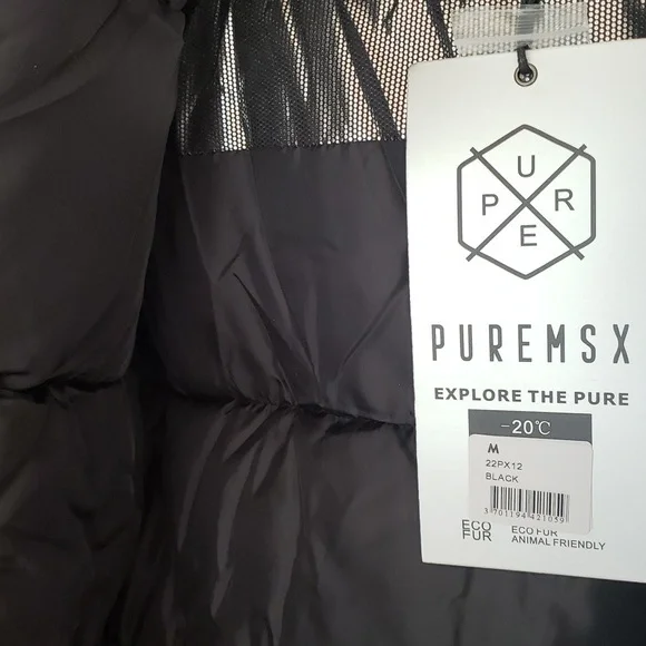 PUREMSX Men's Quilted Jacket Parka Insulated Fur Hooded Heavy Duty Overcoat Sz M - Picture 5 of 16